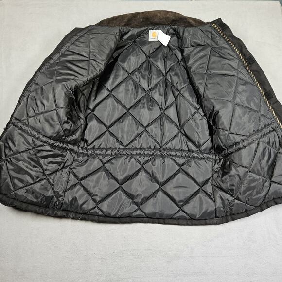 VTG Carhartt C01 Chore Coat Jacket 44 Made in USA Black Quilted Lined Distressed - Picture 10 of 16